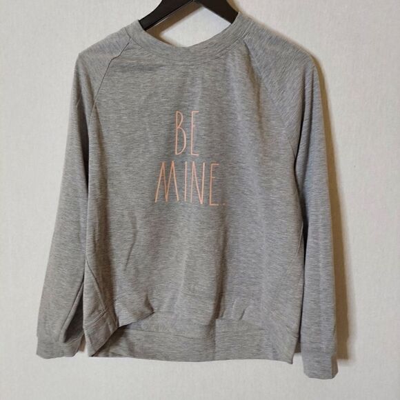 Rae Dunn Be Mine Gray long sleeve  Valentines Sweatshirt pullover - Picture 2 of 10